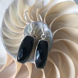 Black onyx and sterling silver earrings